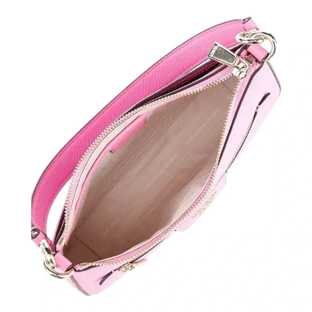 NWT Kate Spade Hudson Pebbled Leather Satchel Pink Echinacea Flower MSRP $248